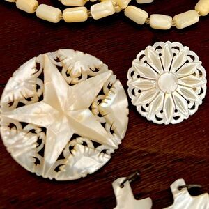 2 Vintage Mother of Pearl Brooches from Bethlehem